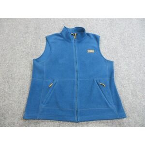 LL Bean Fleece Vest Mens Large Blue Full Zip Recycled Polyester Outdoors Pockets